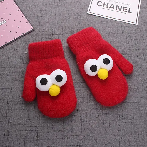 Красный Cute Big Eyes Baby Gloves Autumn Winter Plush Mittens 3-10 Years old Children Warm Gloves New Style Boys Girls Creative Gift - Цвет: Красный