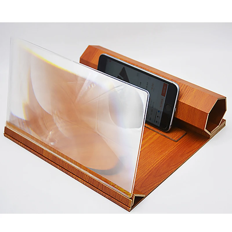 Увеличитель для экрана телефона Настольный 12 дюймов усилительное стекло 3D стереоскопический складной видео усилитель мобильный экран деревянные подставки - Цвет: d