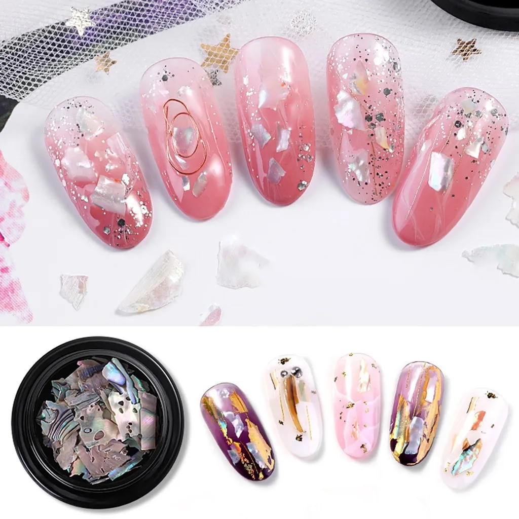 

DIY 3D Nail Stickers Pure Natural Magic Color Ultra-thin Irregular Permanent Shell Fragments nail art decorations sticker 2019