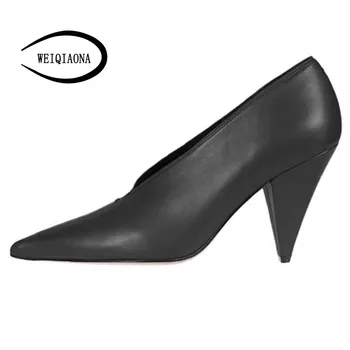 

WEIQIAONA 2019 Women Shoes Brand Design Mules High Heels Pointed Toe Ladies Shoes Working Shoes Elegant Pumps OL