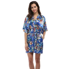 Женский халат с цветочным принтом кимоно халат короткое нижнее белье Ночная рубашка сексуальное ночное белье v-образный вырез банный халат ночная сорочка Свадебные платья Размер s-xxxl