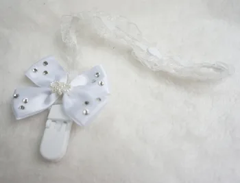 

MIYOCAR New Style- Hand made elasticity pacifier clip princess silk ribbon dummy clip holder soother chain