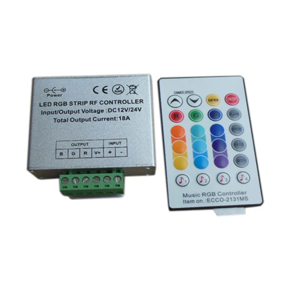 216 Вт DC12 24V музыкальный звук светодиодный контроллер с 3 каналами 18A 20key ИК пульт