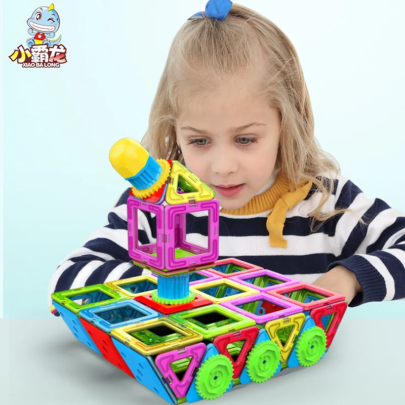 

90/110/135/155/205/245pcs Big Size Magnetic Building Blocks Triangle Square Brick designer Enlighten Bricks Magnetic Toys