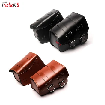 

Triclick Pair Left Right Side Saddle Bag Black Brown Motorcycle Bags Luggage Storage Tool Saddlebag For Sportster XL883 XL1200