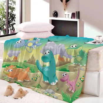 

Cartoon Dinosaur Super Soft Throw Blanket On Bed Sofa For Kids Printed Beach Towel Travel Air Conditioning Blanket Drioship