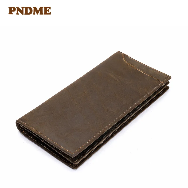 

Leather long functional wallet retro first layer leather wallet leisure wallet for men