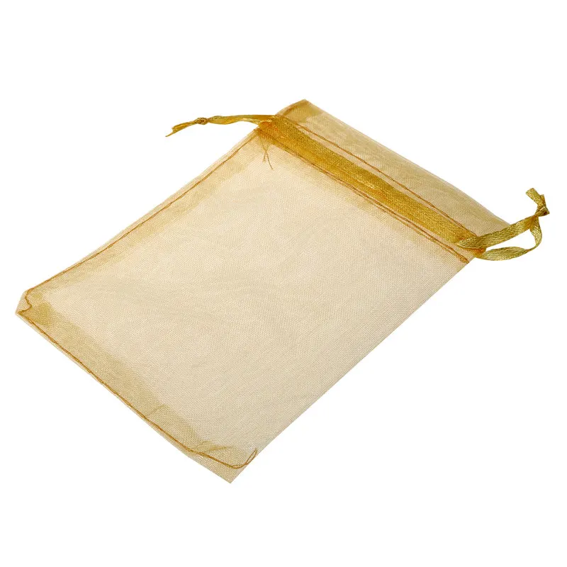 100 Свадебные любимые сумки из органзы ювелирные сумки 9 см x 12 см золото