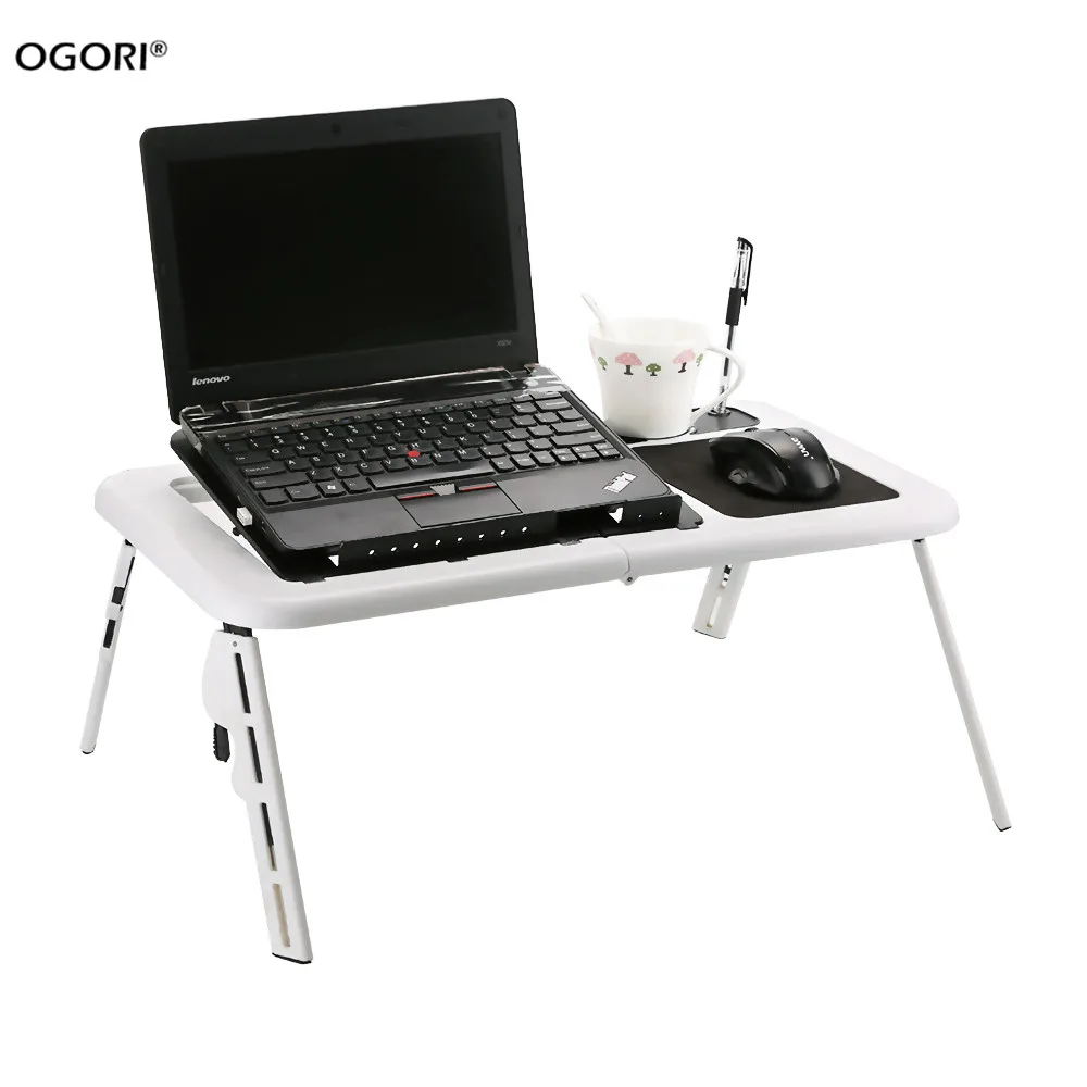 Adjustable Folding Laptop Table Portable USB Laptop Stand Foldable