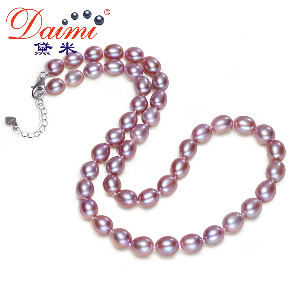 

DAIMI 2018 New 100% Natural Freshwater Pearl Necklace 6-7 mm Pink/ Purple/ Pink Purple/ White Pearl Brand Jewelry For Woman