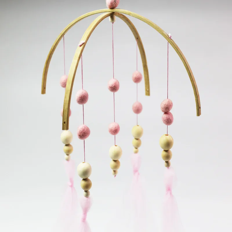 Nordic Wooden Beads Baby Lace Mobiles Kids Baby Room Decor Baby Rattles Toy Baby Shower Gift Teepee Tent Decor Accessories