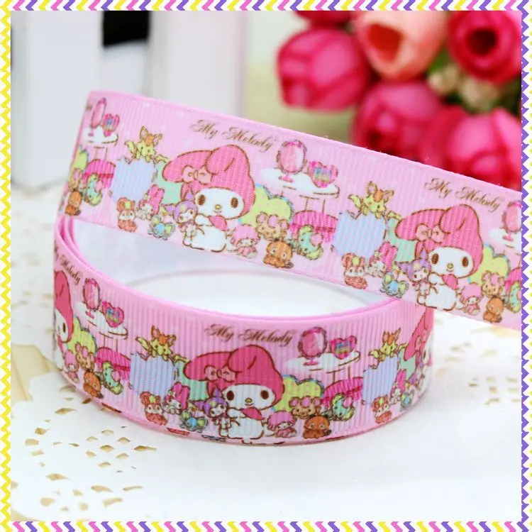 

7/8'' Free shipping melody printed grosgrain ribbon headwear hair bow diy party decoration wholesale OEM 22mm B633