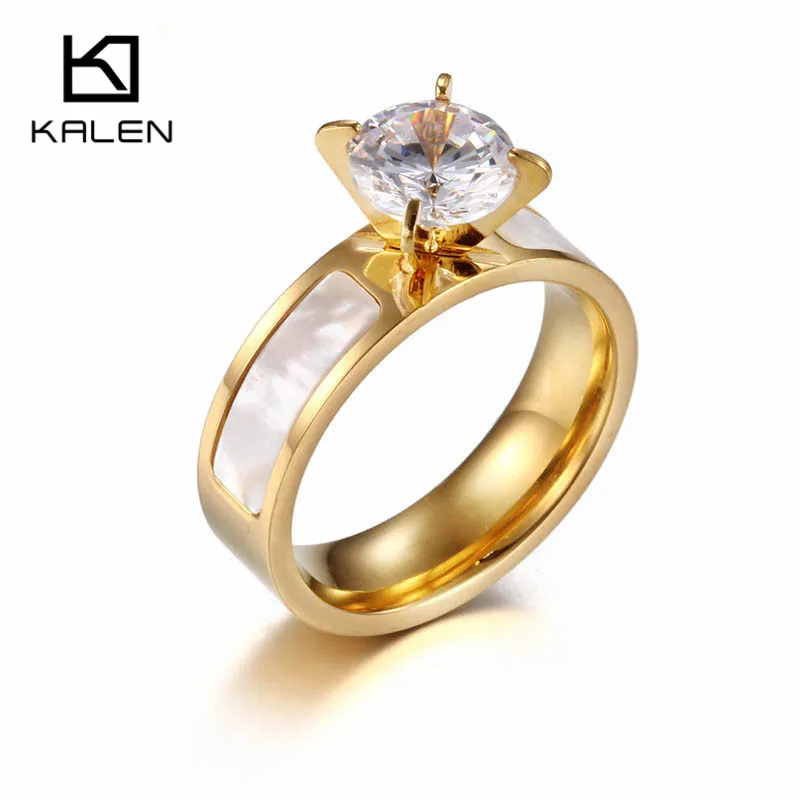 kalen new zircon luxury wedding rings stainless steel rings for women new design gold color finger rings fancy engagement rings - Fancy Wedding Rings kalen new zircon luxury wedding rings stainless steel rings for women new design gold color finger rings fancy engagement rings - Fancy Wedding Rings