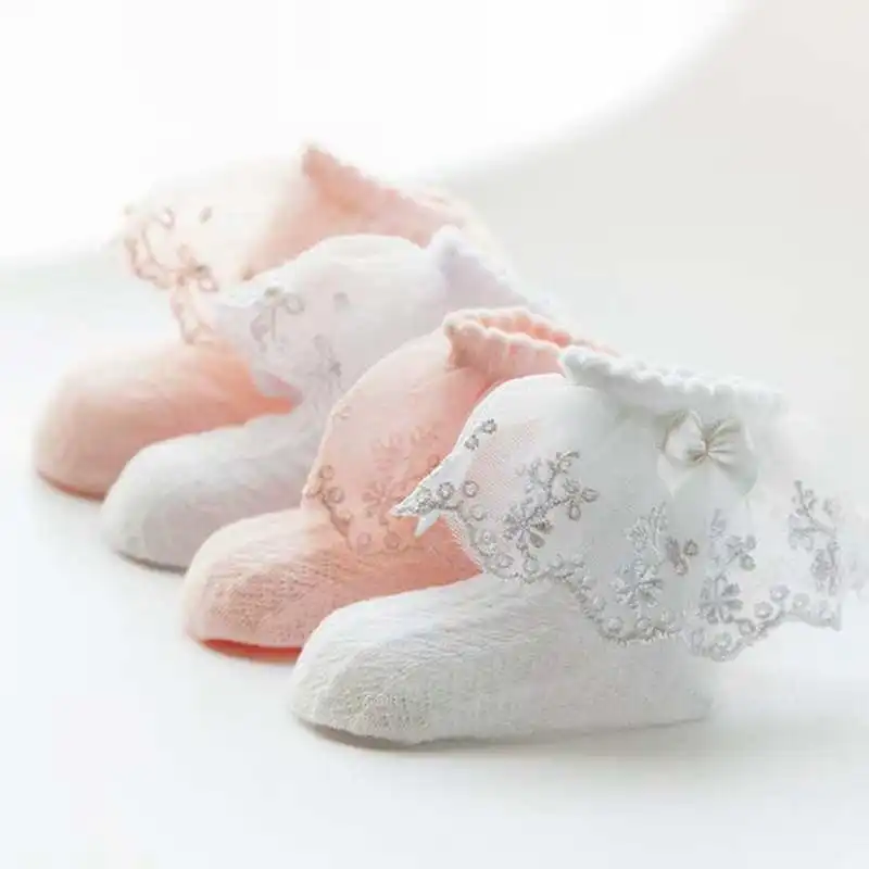 Весенние сетчатые носки для новорожденных носки с кружевным бантом для девочек хлопковые детские носки с рюшами для маленьких девочек medias para bebes
