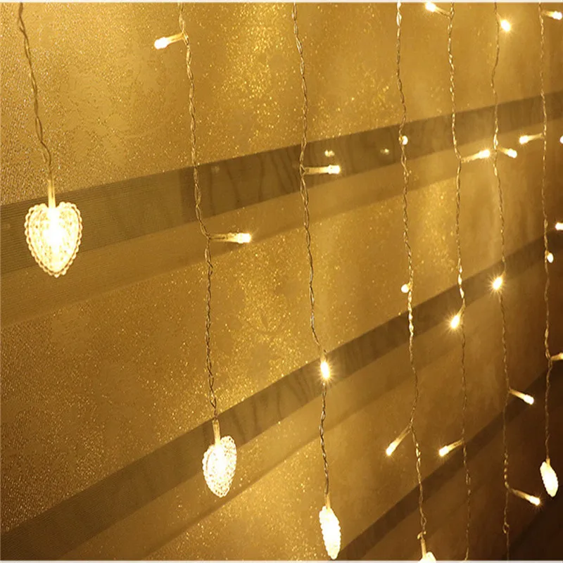 2x1.5M LED Heart Shape Fairy String Light Plug Decorative Indoor Lights for Wedding Birthday Holiday Party Curtain Wall Room Bar 2x1.5M LED Heart Shape Fairy String Light Plug Decorative Indoor Lights for Wedding Birthday Holiday Party Curtain Wall Room Bar