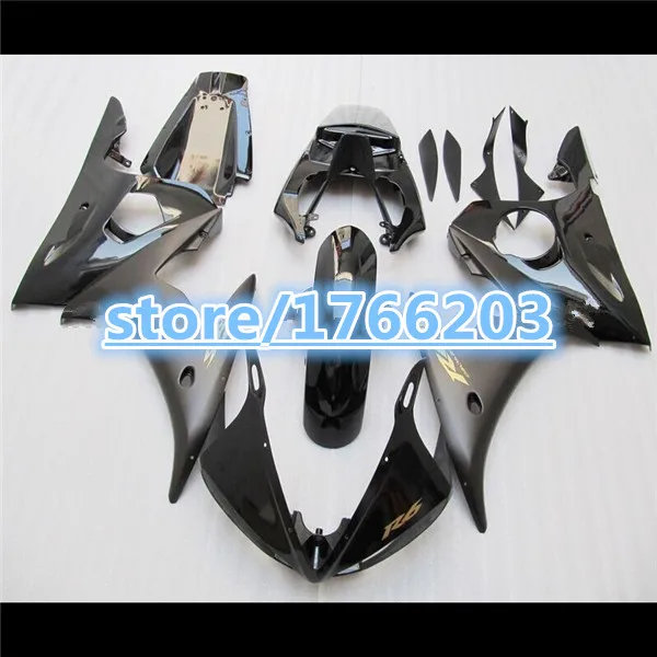 Обтекатель полностью черный корпус для YZF R6 2003 2004 2005 YZF-R6 03 04 05 YZFR6 600 03-05 комплект