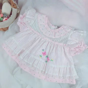 

2019summer Spanish Vitange Wind Girl Pink Princess Sweet Doll Dress Pure Cotton Lotus Leaf Collar Embroidered Baby Quality Dress