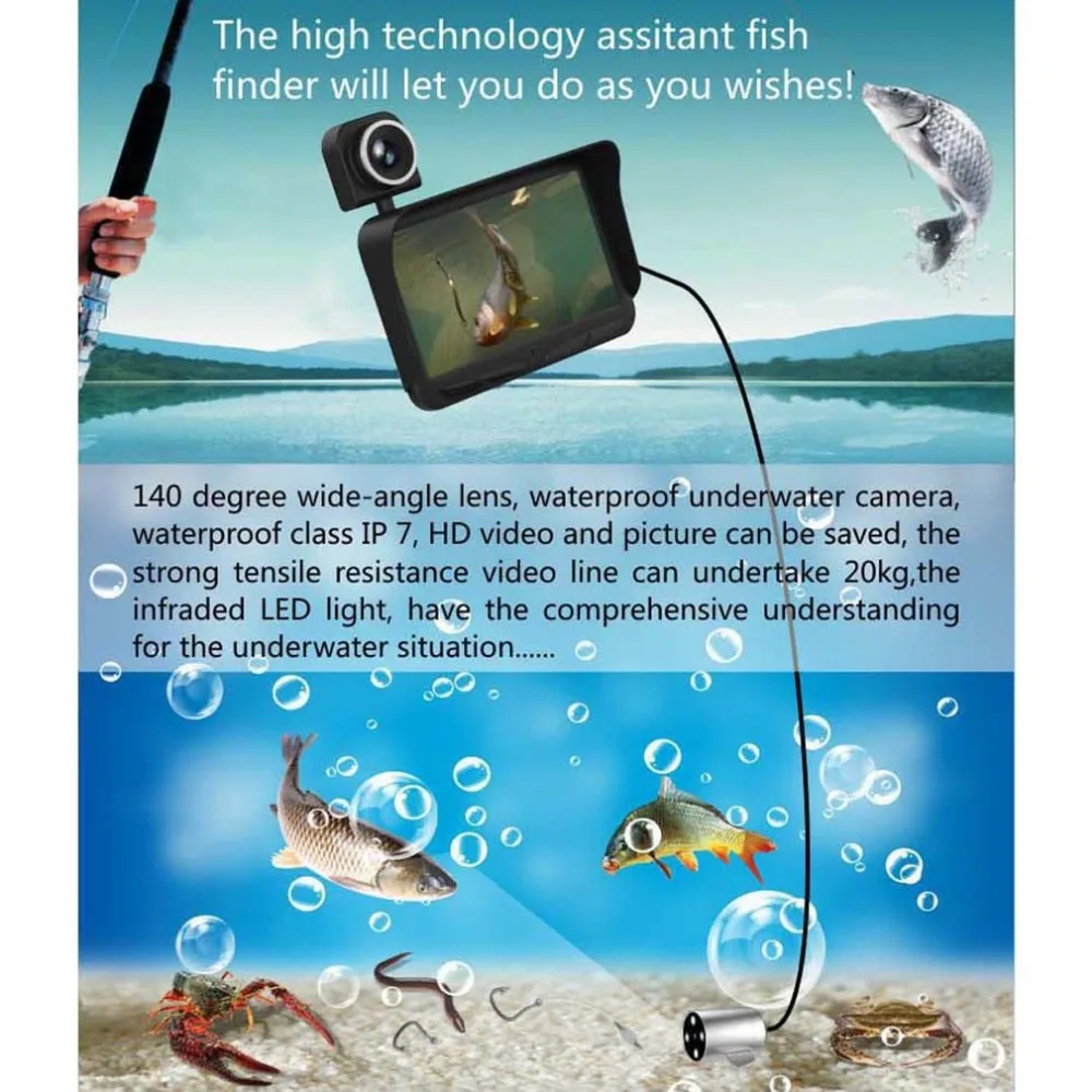 

Video Fish Finder 4.3inch HD Monitor 6 Infrared LED Waterproof Underwater Camera Night Vision for Outdoor Fishing Equipment