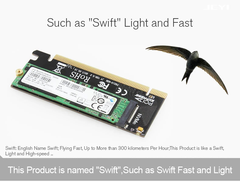 JEYI Cool Swift NVME M.2 X16 PCI-E Riser Card 2280 теплопроводность кремниевые пластины охлаждения пыленепроницаемый алюминиевый лист золотой стержень