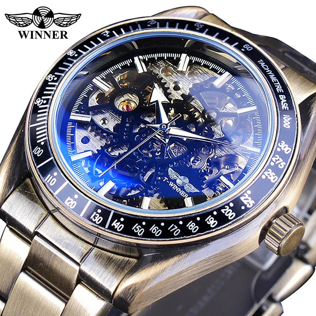 Forsining Мужские механические часы с автоматическим ветром черный золотой скелет часы браслет для мужчин водонепроницаемый relogio masculino - Цвет: GMT1080-1