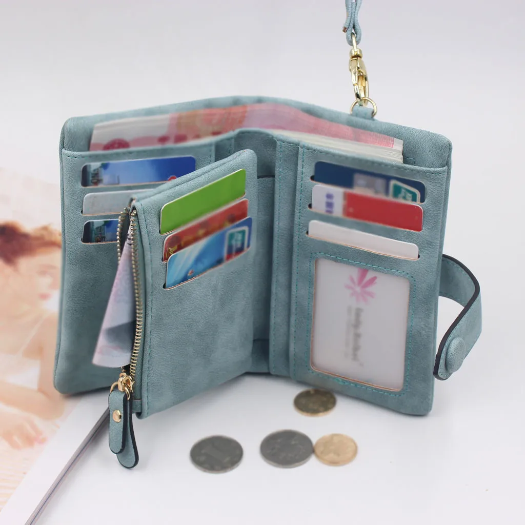 FashionTrendy Coin Purse Card LeatherWomen's Matte Wallet Short Small Fresh Student Wallet Cute Doka Women's Wallet Money Bag