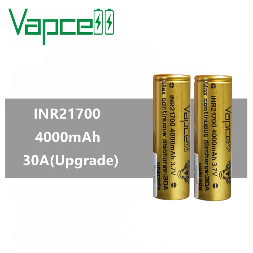 2 шт. VAPCELL INR21700 21700 аккумулятор 4000 мАч литиевая батарея 30A для фонарей электронные