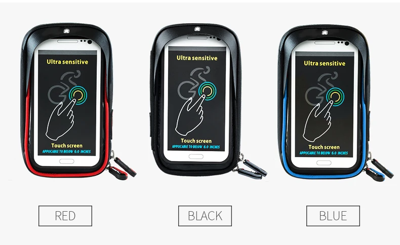 Discount 2017 NEW 6.0 inch Waterproof TPU Touch Screen Bike Bags Bicycle Handlebar Pouch Bags New Design MTB Bike Cycling Accessories 19