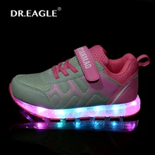 Мальчики Девочки usb LED children shoes with Light Up Танец Причинно enfant chaussures привели детей светящиеся кроссовки бесплатная доставка