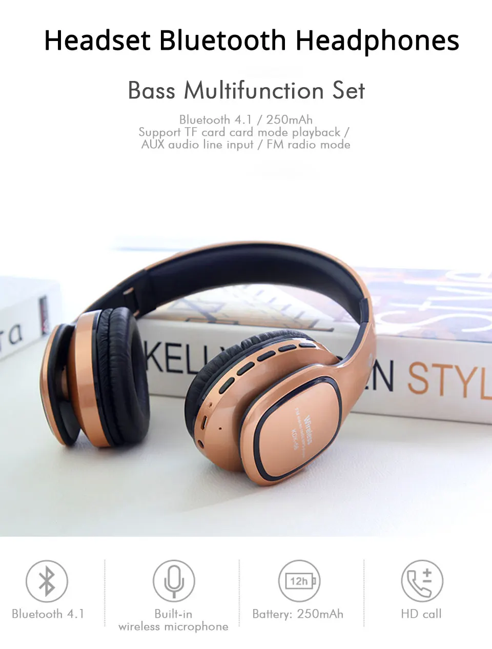 Sport bluetooth headphone noise cancelling wireless headphones handsfree bluetooth headphone with mic sd tf card slot fm radio (5)