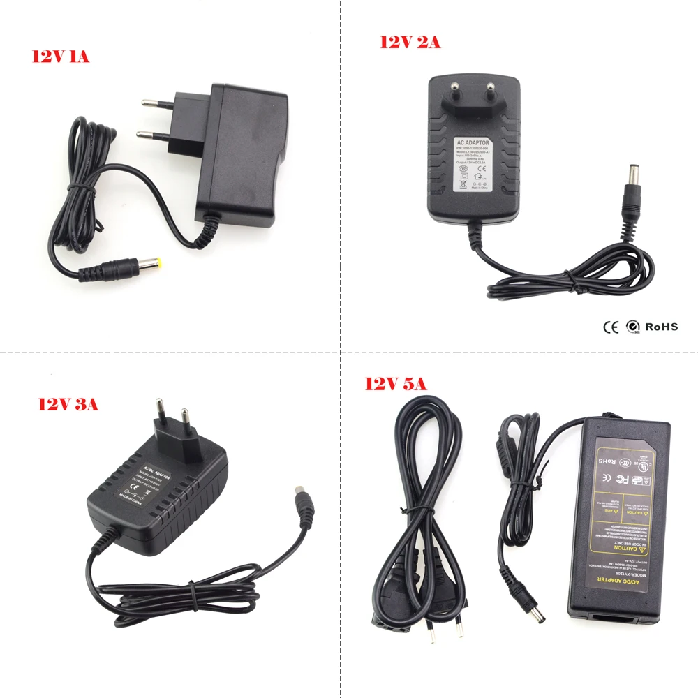 2018 Новый AC 110V 220V к DC 1A 2A 3A 5A 12V ЕС адаптер питания для 5050 5630 3528 3014 RGB Светодиодные