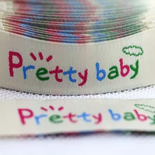 1,6 см* 5,4 см двойная парча Дети тканые этикетки Индивидуальные белая одежда тканые этикетки модная