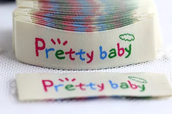 

in stock 1.6 cm * 5.4 cm Double brocade kids woven label customized white garment weave labels fashion Free shipping