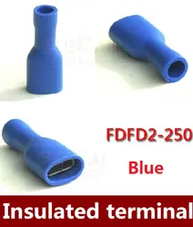 Высокое качество 500 шт./лот FDFD2-250 Полностью изолированный синий женский электрические Лопата обжимной разъем Терминалы