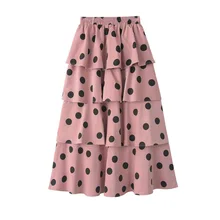 Новинка года; хлопковая юбка-пачка в горошек; сезон осень-зима; Многослойная многослойная юбка-пачка в стиле ретро с оборками и высокой талией