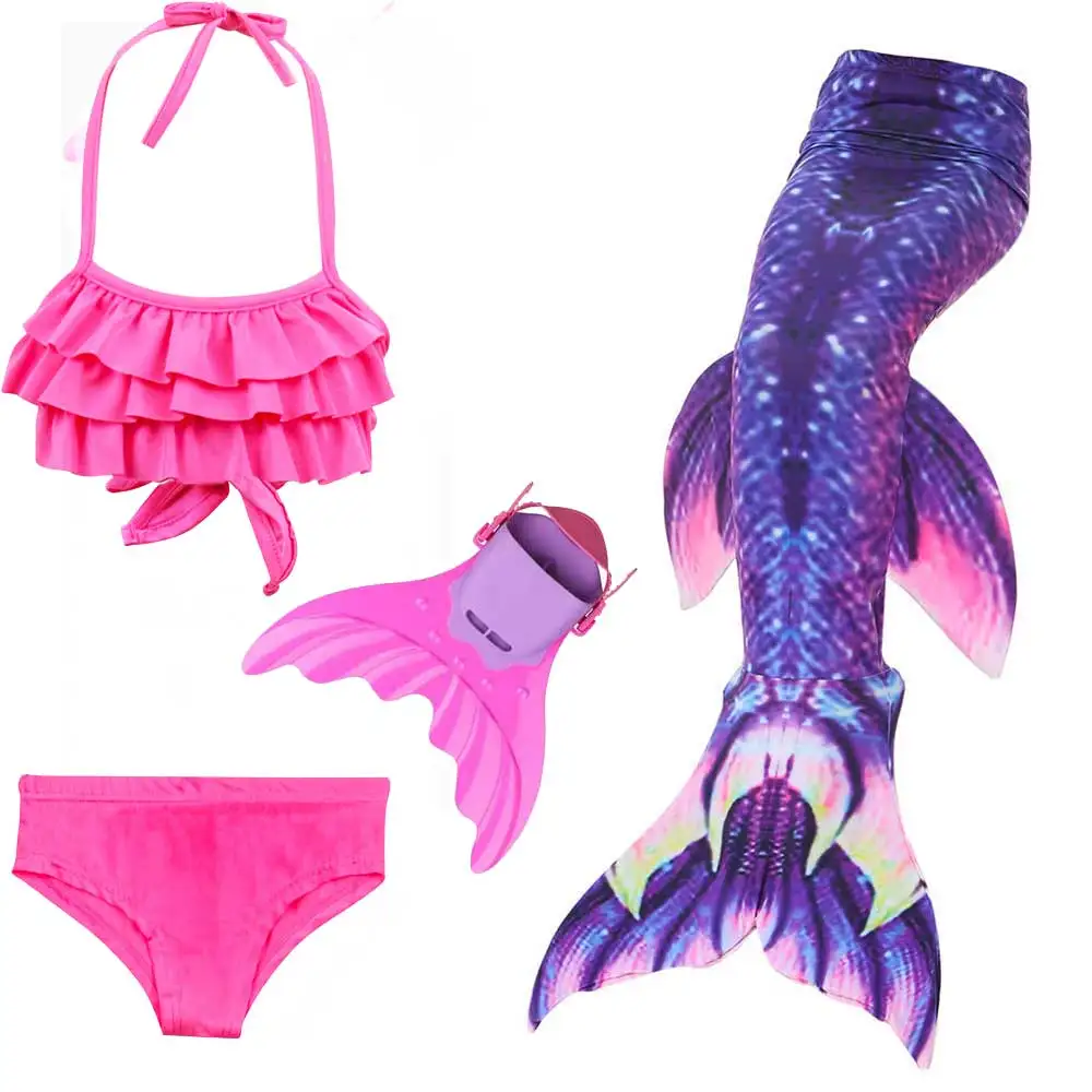

New! 3-12 Years Children Mermaid Tail With Monofin Kids Girls Costumes Swimming Mermaid Tail Mermaid Swimsuit Flipper For Girls