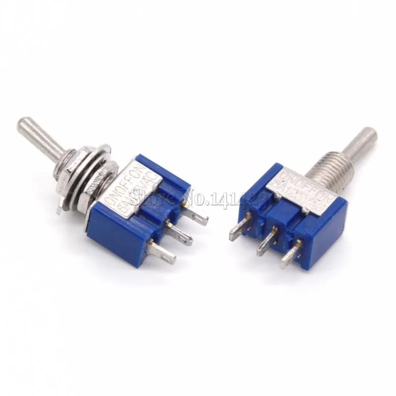 

2Pcs MTS-103 3-Pin ON-OFF-ON 6A 125V 3A250VAC Mini Blue Toggle Switches
