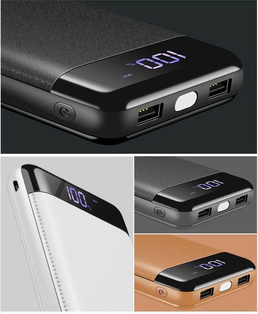 Быстрая зарядка 10000 mah 2 USB lcd Портативный внешний аккумулятор мобильный телефон