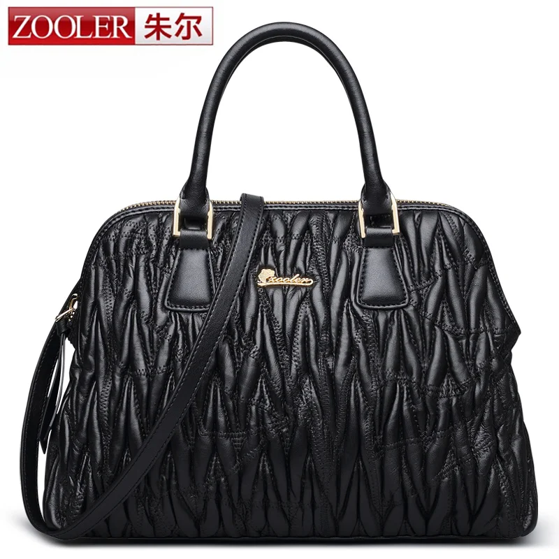 

ZOOLER women leather bag Elegant Sheepskin top handle bags Shoulder messenger bag 2016 black handbag #8102