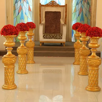

New Diamond-studded Gold Roman Column Wedding Aisle Runner Road Cited Pillar for Event Opening Celebration Props