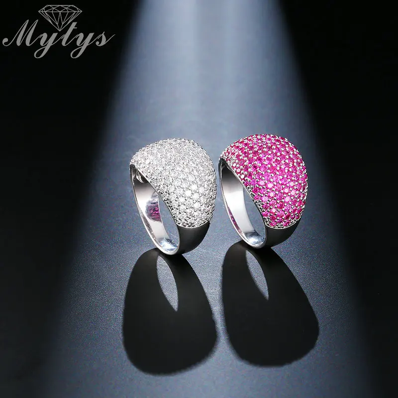 

Mytys Girls Fashion Princess Pink and White Prom Party Rings Jewelry Pong Setting Zircon Blink Blink Accessory R1949 R1950