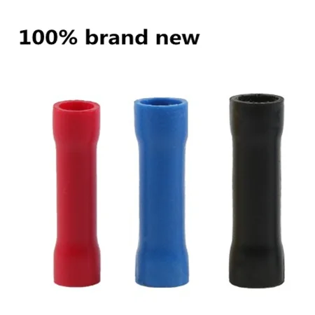 

100PCS BV1.25 BV2 BV3.5 Insulated Straight Wire Butt Connector Electrical Crimp Terminals Tinned copper tube Factory direct sale