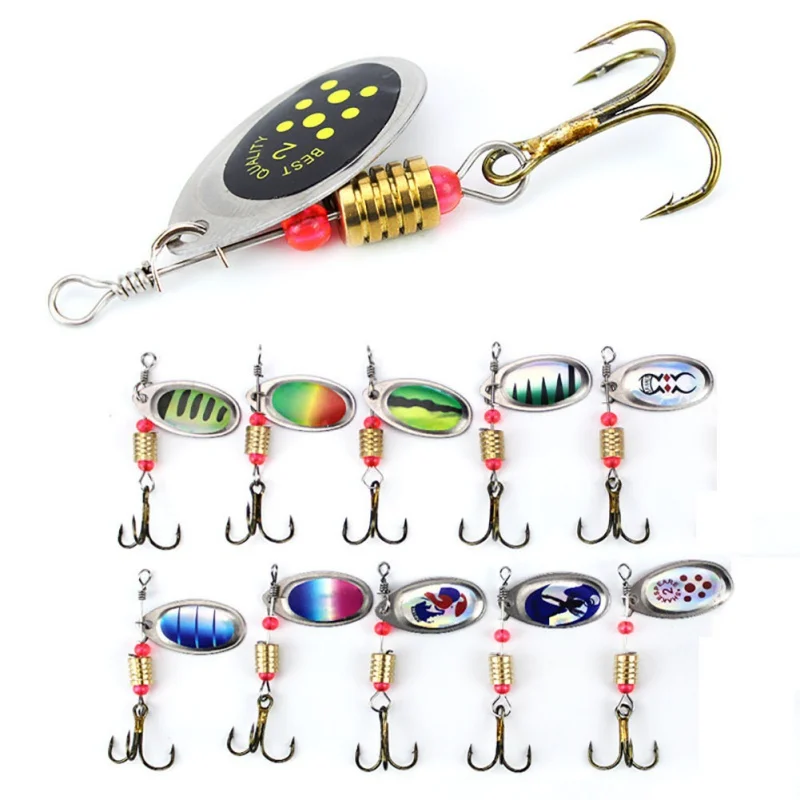 

Hot! 10pcs/lot 2.5g 6cm Spinners Fishing Lure Mixed color/Size/Weight Metal Spoon Lures hard bait fishing tackle NEW