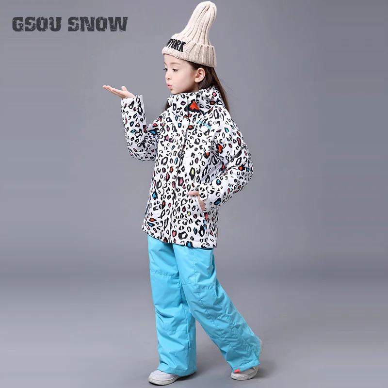 Лыжный костюм для девочек, бренд GSOU SNOW, ветрозащитная лыжная куртка, брюки, водонепроницаемая верхняя спортивная одежда, лыжный сноуборд, супер теплый костюм