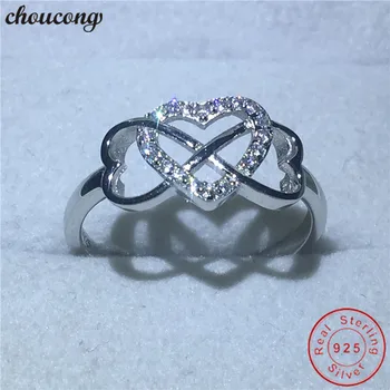 

choucong Heart lovers Real Soild 925 sterling Silver ring AAAAA Zircon Engagement Wedding Band Rings For Women men Bijoux