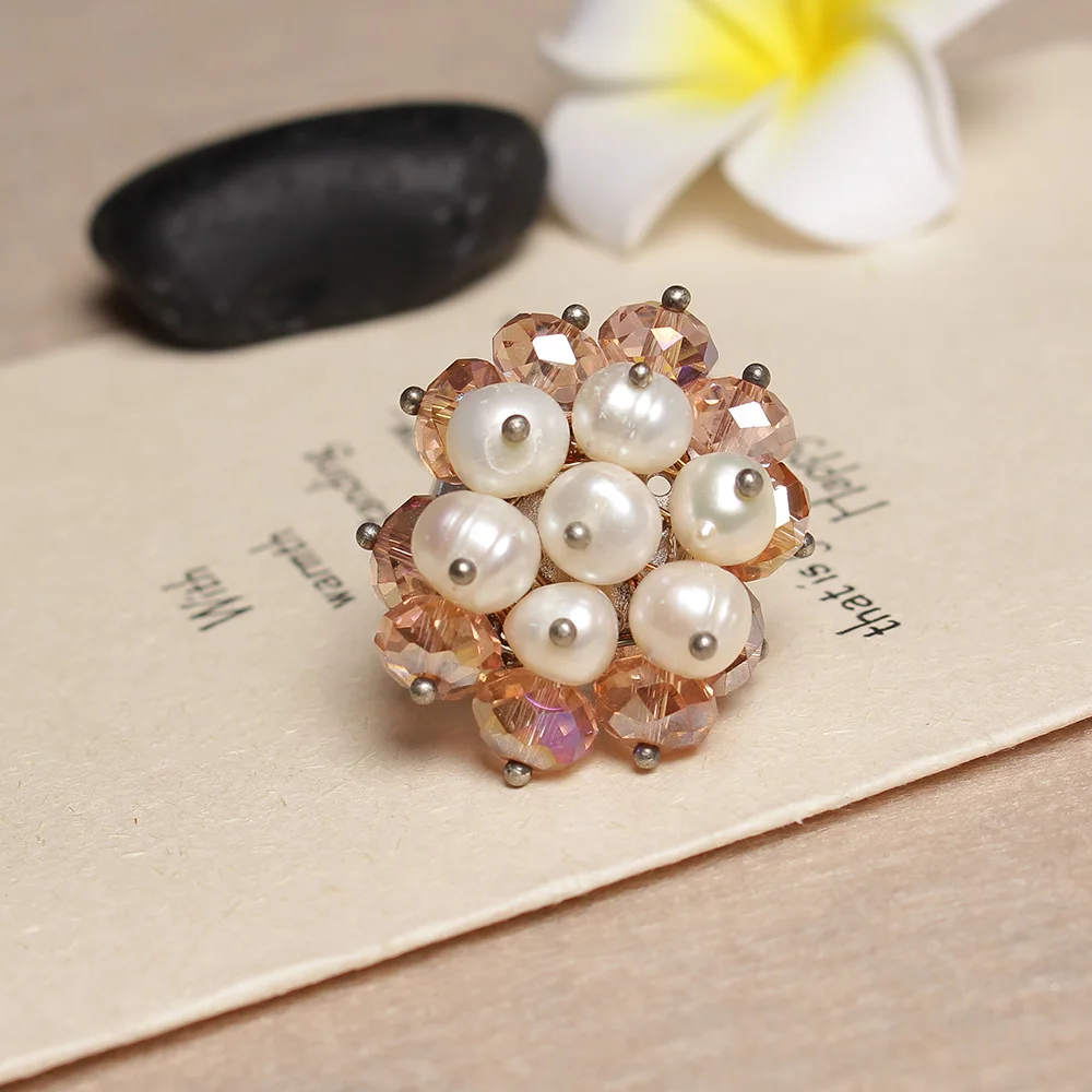JIUDUO натуральный жемчуг кристалл кольцо ручной работы женские уникальные ювелирные изделия подарок