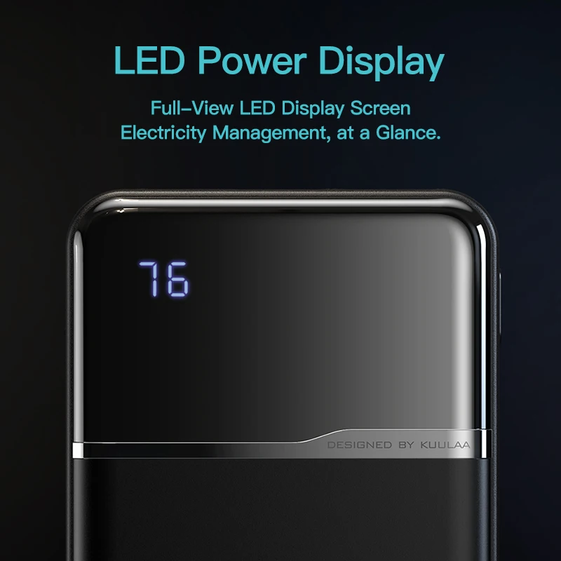 KUULAA Power Bank 10000 мАч портативный аккумулятор для зарядки мА повербанк USB Внешнее