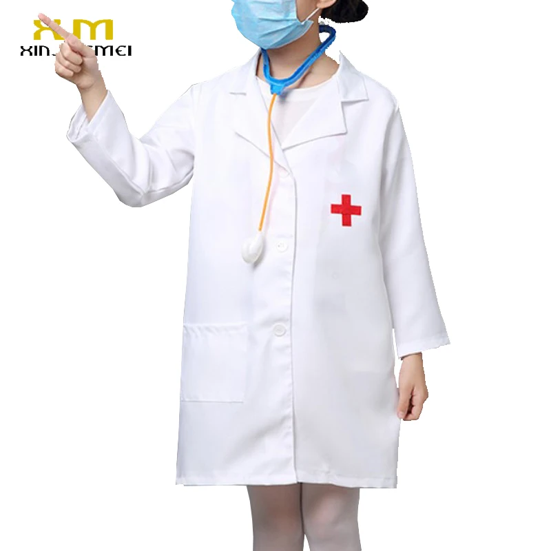 

Children Cosplay Costume Role Play Costume Doctors Vocational Nurse Role Play Performance Medical Coat Clothing White Pink Coat