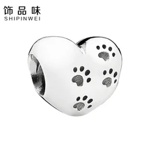D’origine 925 Sterling Argent Perles Pour Bijoux Faire Ma Douce animal Impression de Patte de Coeur de Charme Fit Pandora Bracelet Collier Meilleur cadeau