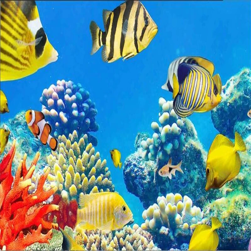 Beibehang пользовательские фото нетканые настенные наклейки 3 d рыбы Коралл подводный мир живопись 3d стены комнаты фрески обои