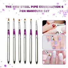 6 шт./компл. для женщин Гелевая Кисть для ногтей инструменты для ногтей набор модной щетки Цветочная Ручка Вентилятор ручка головокружение ручка салон DIY гель УФ ИНСТРУМЕНТ маникюр